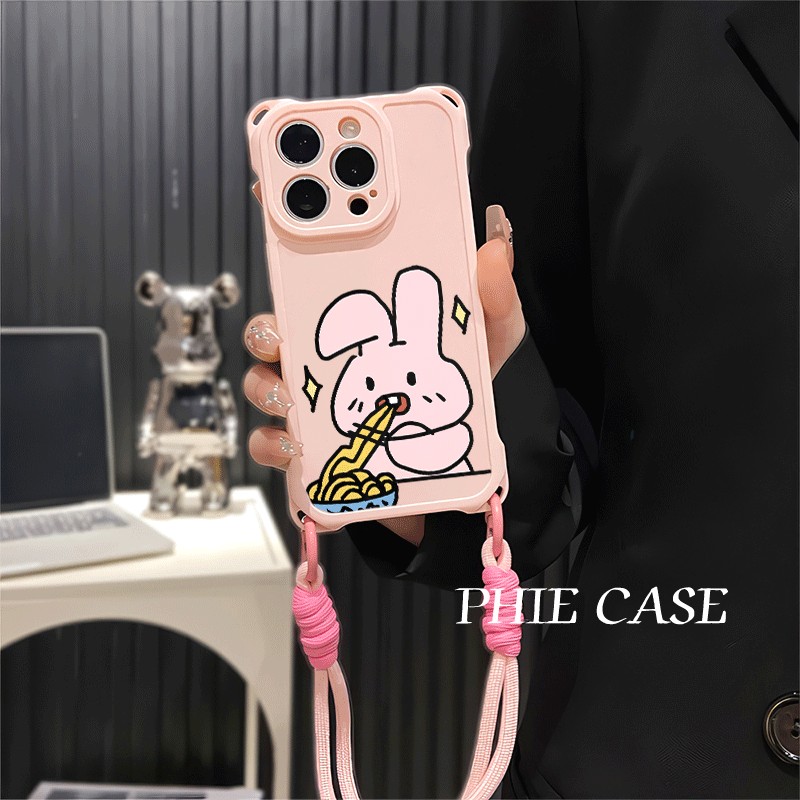 手机壳软12ProMax适用VIVOx300情侣干饭小兔13透明一加ACE6防摔15plus苹果16斜挎手腕挂绳iPhone17四角开孔14