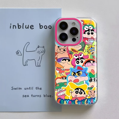 华为畅享80可爱iPhone17鳄鱼小新红米note15带挂绳16plus手机壳硬苹果13大孔14ProMax适用VIVOS50PROMINI卡通