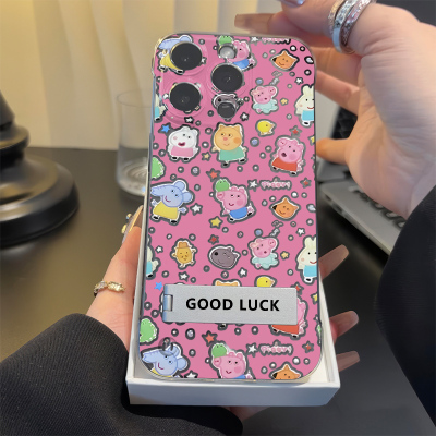 无边框硬iPhone17卡通适用Nova13苹果16透明12超薄15PLUS新款可爱佩奇OPPOFINDX9手机壳带支架14ProMax少女心