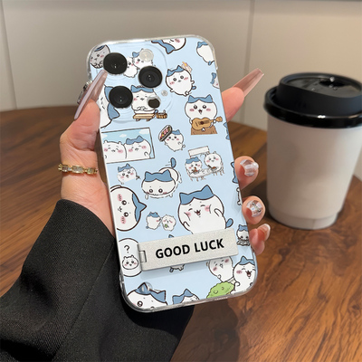 适用OPPOReno15透明无边框苹果17ProMax满屏可爱小八14plus带支架13少女心真我NEO8超薄iPhone16手机壳硬卡通