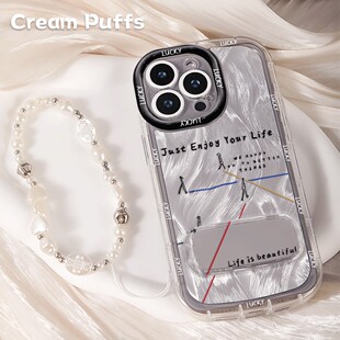 红米note15镜子支架苹果14plus带挂绳荣耀300创意iPhone16手机壳软17ProMax适用12简约人像真我NEO7TURBO个性