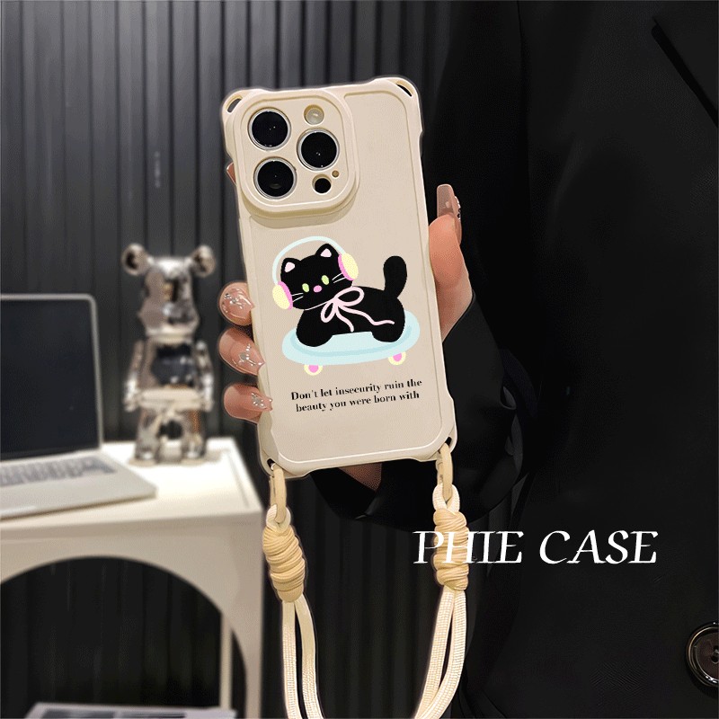 滑板猫咪OPPOFindx9手机壳软17ProMax防摔iPhone14可爱15适用13斜挎挂绳苹果16ins风荣耀畅玩70PLUS小众x200s