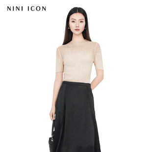 針織衫 女寬松顯瘦百搭短袖 ICON2025夏季 修身 通勤上衣女 新款 NINI