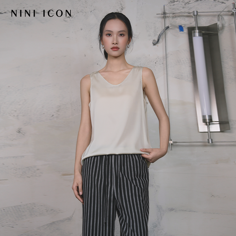 NINI ICON商场同款2025夏季新款简约宽松针织背心高级短款上衣女