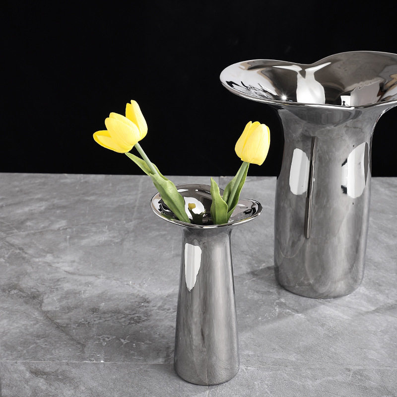 北欧简约现代客厅家居银色鱼尾陶瓷花瓶样板间饰品摆件花插花器,橡塑材料及制品,其他塑料制品,淘宝优惠券,粉丝福利购,淘宝优惠卷
