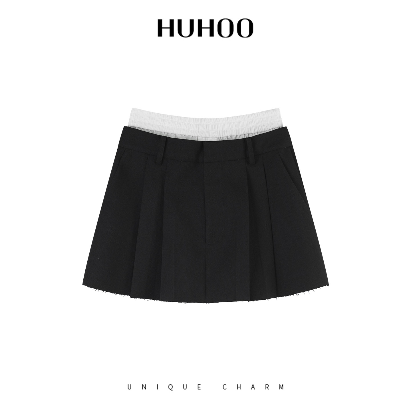 呼呼huhoo 绵羊毛匹马棉裙裤假两件叛逆学院风优雅文艺复古