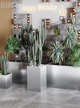 户外40不锈钢花箱组合3业商街外摆成品花槽长方形隔35599断铁艺花