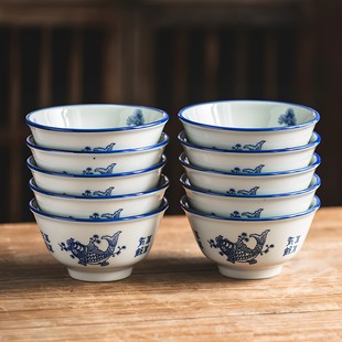 碗家用2025新款10个装特别好看的饭碗陶瓷米饭碗年年有鱼碗漂亮碗