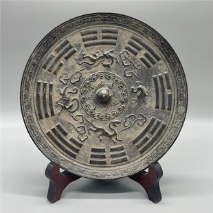 纯铜大号古做旧铜镜老镜子工艺品摆件家居玄关卧室装 饰影视道具