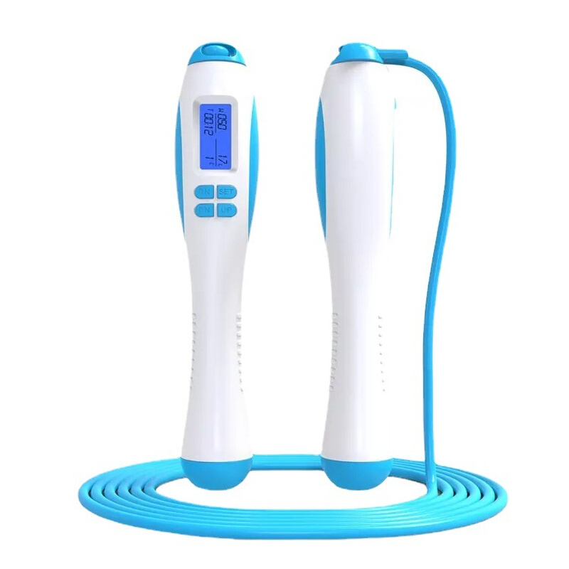 健乐TE03钢丝负重款磁控电子跳绳计时计数中考训练健身无绳两用