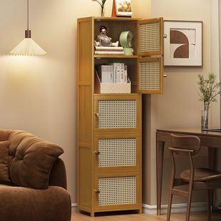 简易书柜防尘加深窄款 夹缝置物柜带柜门书架落地家用多层放书批发