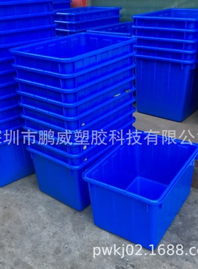 供应厦门蓝色制衣箱 755*550*430大容量周转箱160L带轮周转箱胶筐