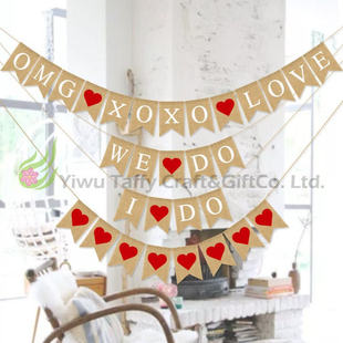 LOVE 婚庆派对结婚装 DO燕尾旗 XOXO 红爱心桃心 饰OMG