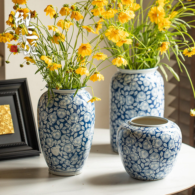 青花瓷中式简约插鲜花干花花瓶家居客厅装饰品陶瓷摆件浇D&镶嵌D&,模玩/动漫/周边/娃圈三坑/桌游,文化/体育周边,淘宝优惠券,粉丝福利购,淘宝优惠卷