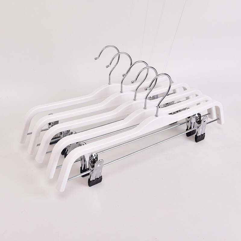 新龙华白色仿夹板塑料实心裤架裤夹批发塑料夹子挂裤架服装店衣架
