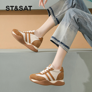 运动休闲鞋 St&Sat 百搭复古阿甘鞋 女春季 星期六内增高厚底德训鞋