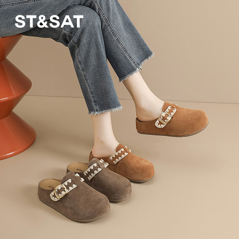 星期六勃肯包头半拖鞋复古穆勒拖