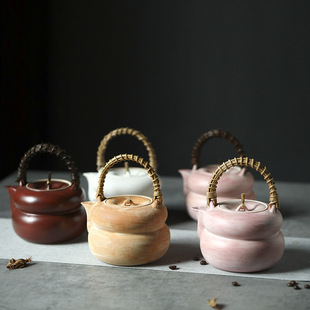 晴先生 藤结手编提梁陶壶围炉煮茶炭炉煮茶壶 可以电陶炉炭火两用