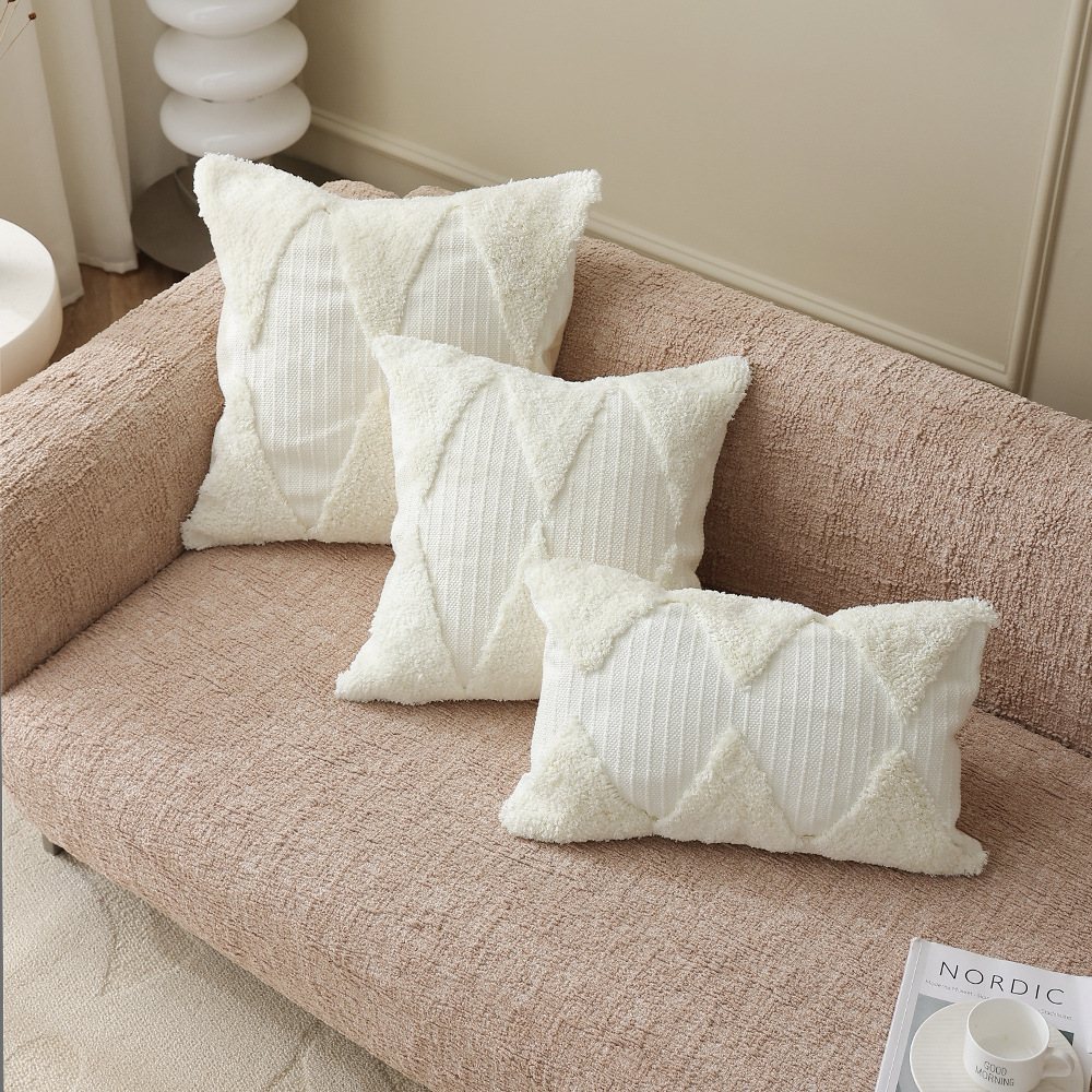 北欧风簇绒抱枕套棉线编织