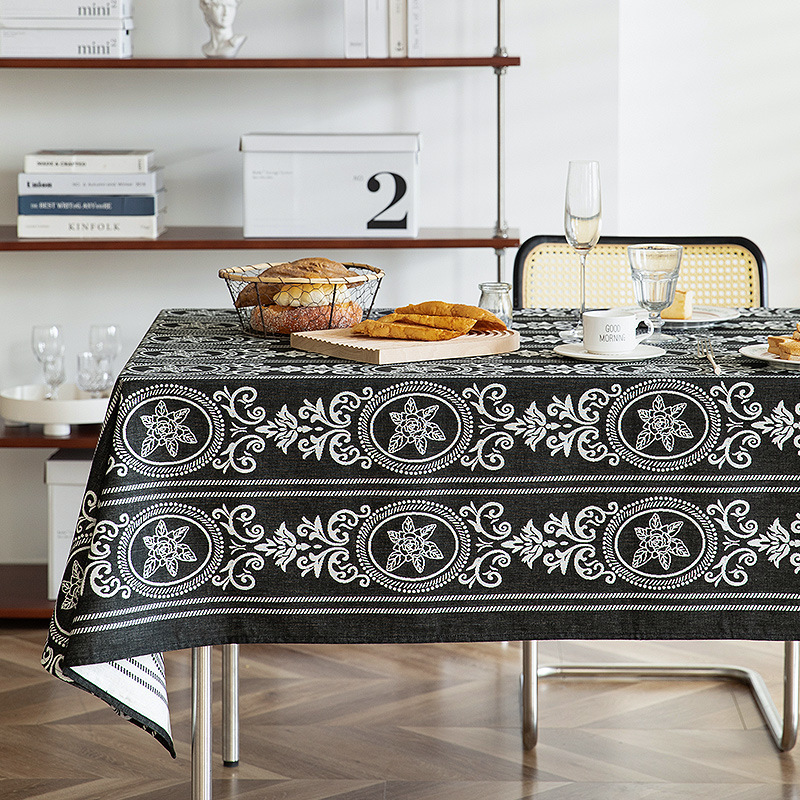 浮雕提花棉布桌布轻奢风