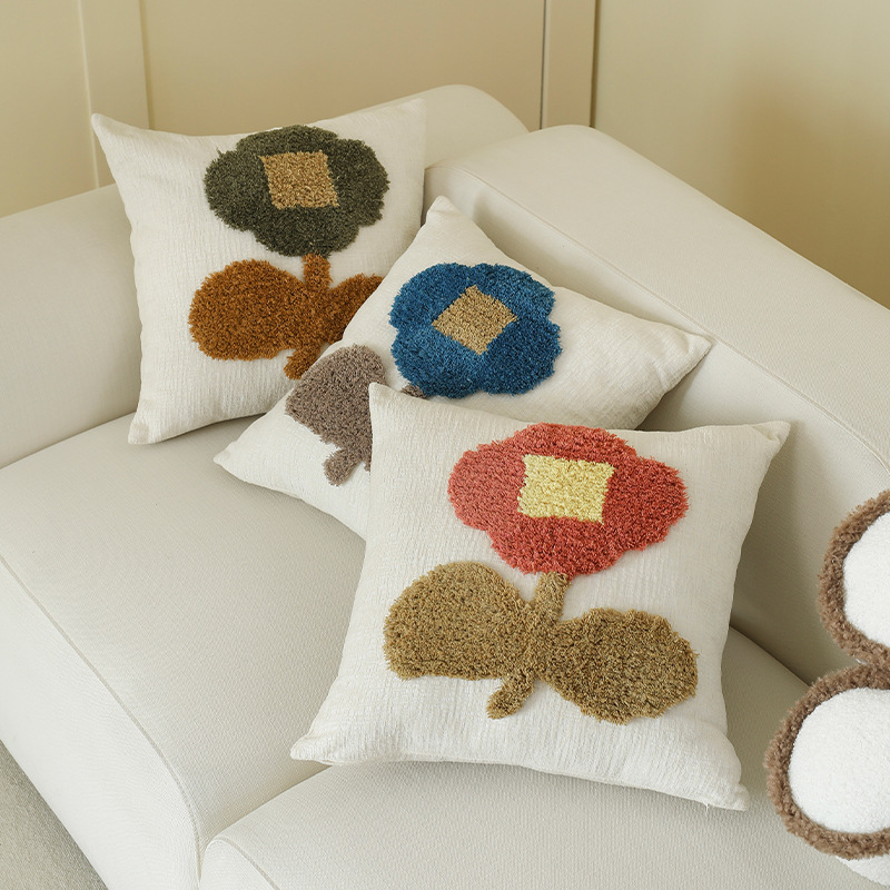 轻奢高级感沙发抱枕套北欧风花朵抱枕床头靠垫午睡靠枕ins风腰枕