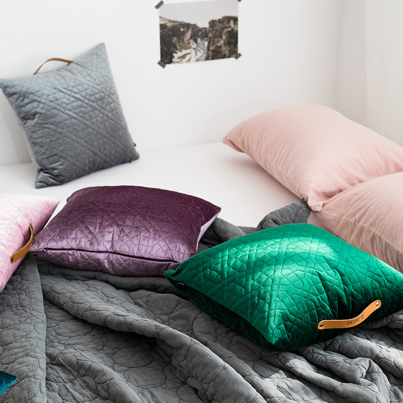 北欧风毛绒抱枕套可拆洗