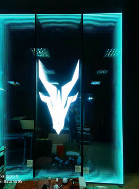 深渊镜千层镜发光字酒吧钢化玻璃霓虹灯网红墙装饰隧道3d镜子