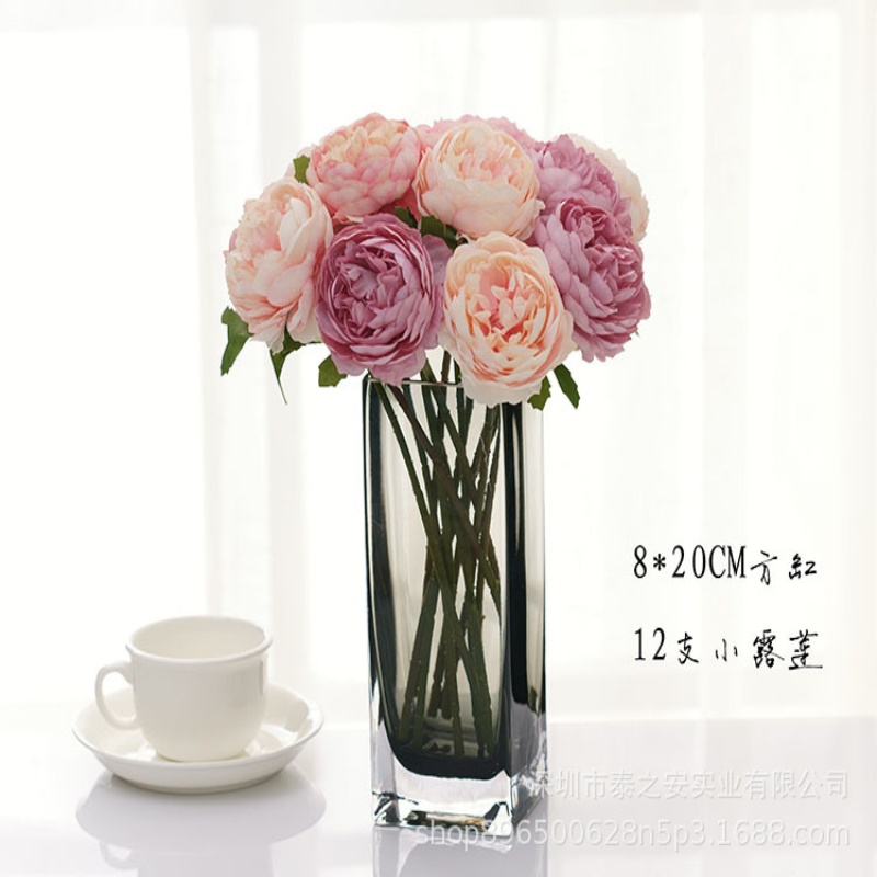 创意花瓶摆件玻璃方缸花瓶方缸蜡烛台吹制方缸花瓶彩色水培花瓶