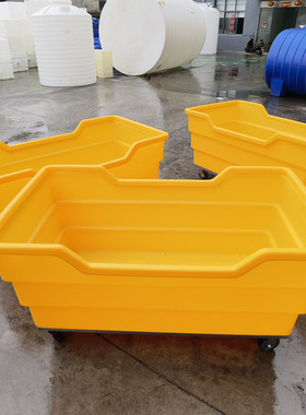 华社滚塑洗涤布草车黄色500L洗脱推布车四轮静音可堆码异形