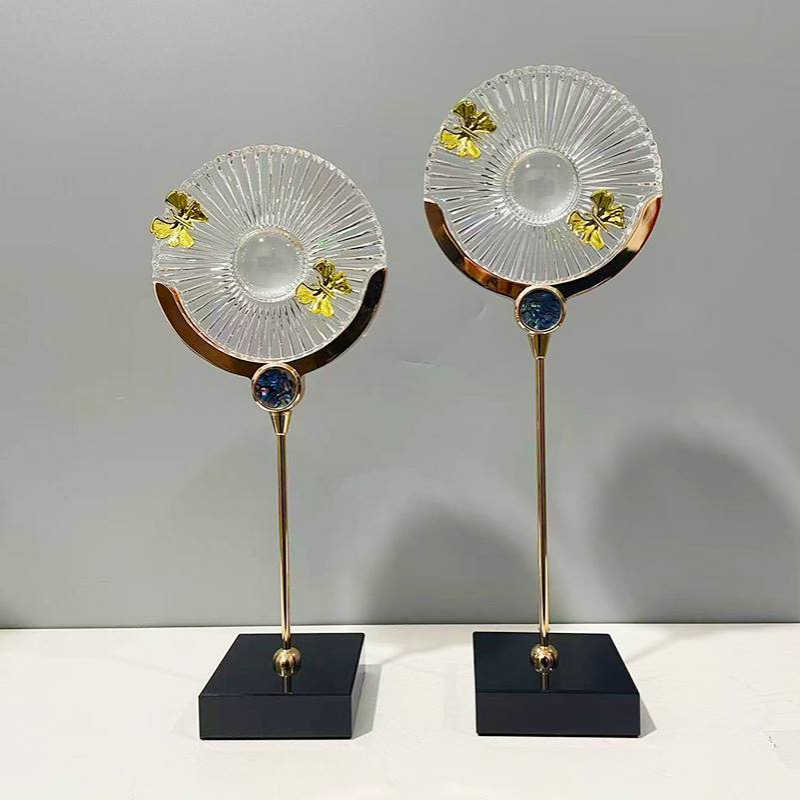 中式玄关电视柜软装饰品工艺品摆件蓝色透明树脂金属蜻蜓软装饰品