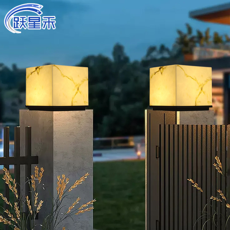 柱头灯户外防水仿云石庭院灯别墅大门柱灯花园围栏围墙装饰景观灯