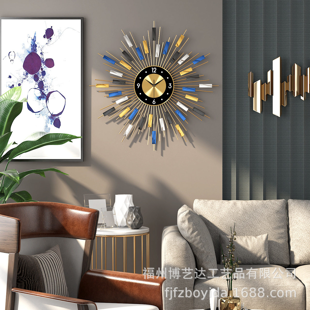 北欧客厅挂钟现代简约创意轻奢钟饰挂墙静音钟表家用时尚免打孔