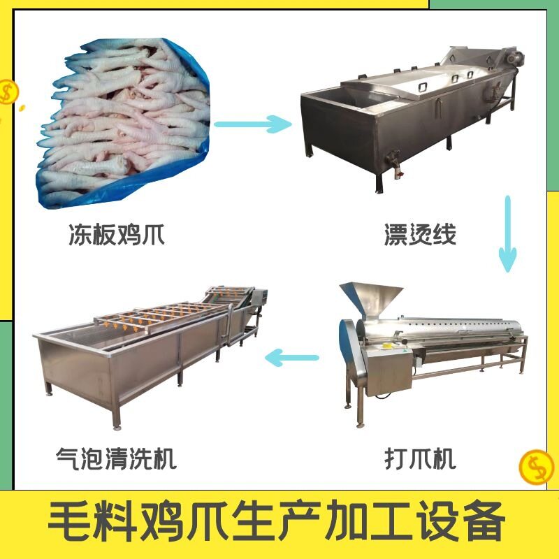 毛料鸡爪打爪流水线禽爪去黄皮设备鸡爪打爪机器泰昌鸭爪去黄皮机