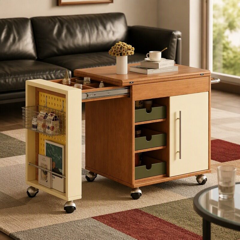 可移动沙发边几可伸缩折叠小推车图片