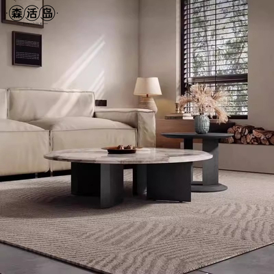 森活岛茶几客厅家用2025新款轻奢高级感圆形微晶石现代简约茶台