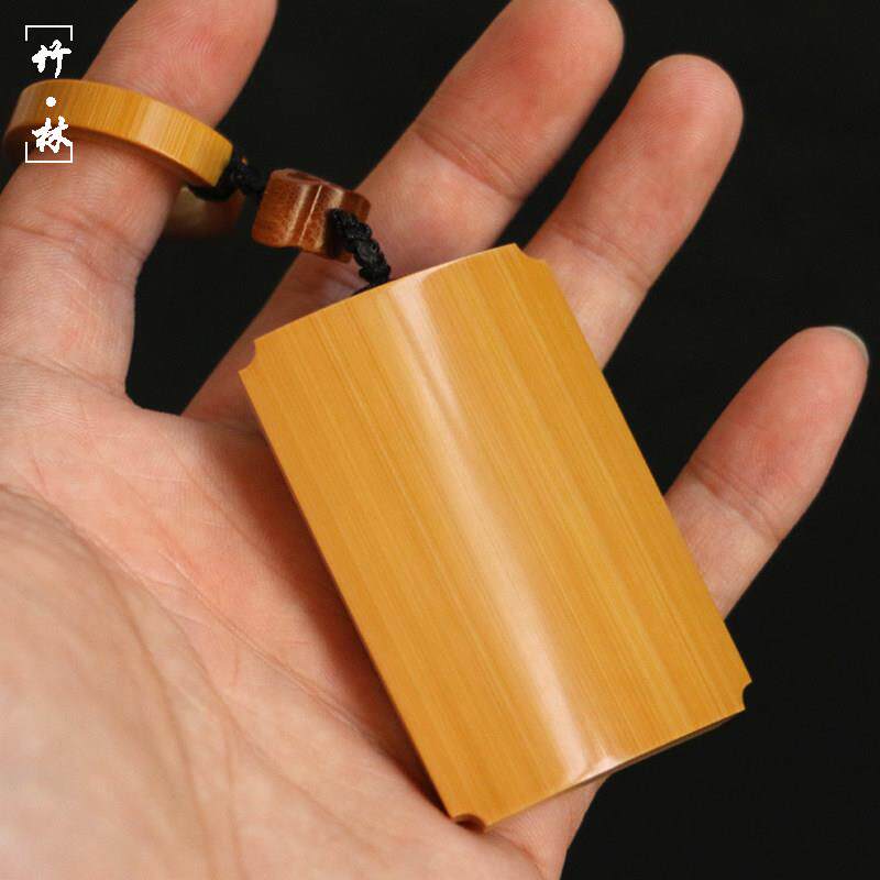 精品纯手工双面镜面打磨老玉竹手牌手把件竹雕文玩素面竹牌挂件