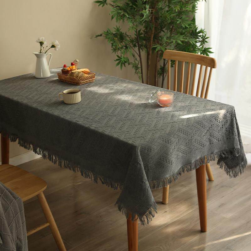 ins风北欧棉麻绿色桌布针织加厚棉线长方形台布简约茶几餐桌盖布,居家布艺,桌布,淘宝优惠券,粉丝福利购,淘宝优惠卷