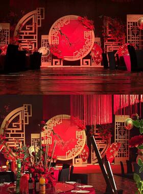 婚庆道具中式弥香铁艺屏风拱门中华门婚礼背景舞台装饰同心圆摆件