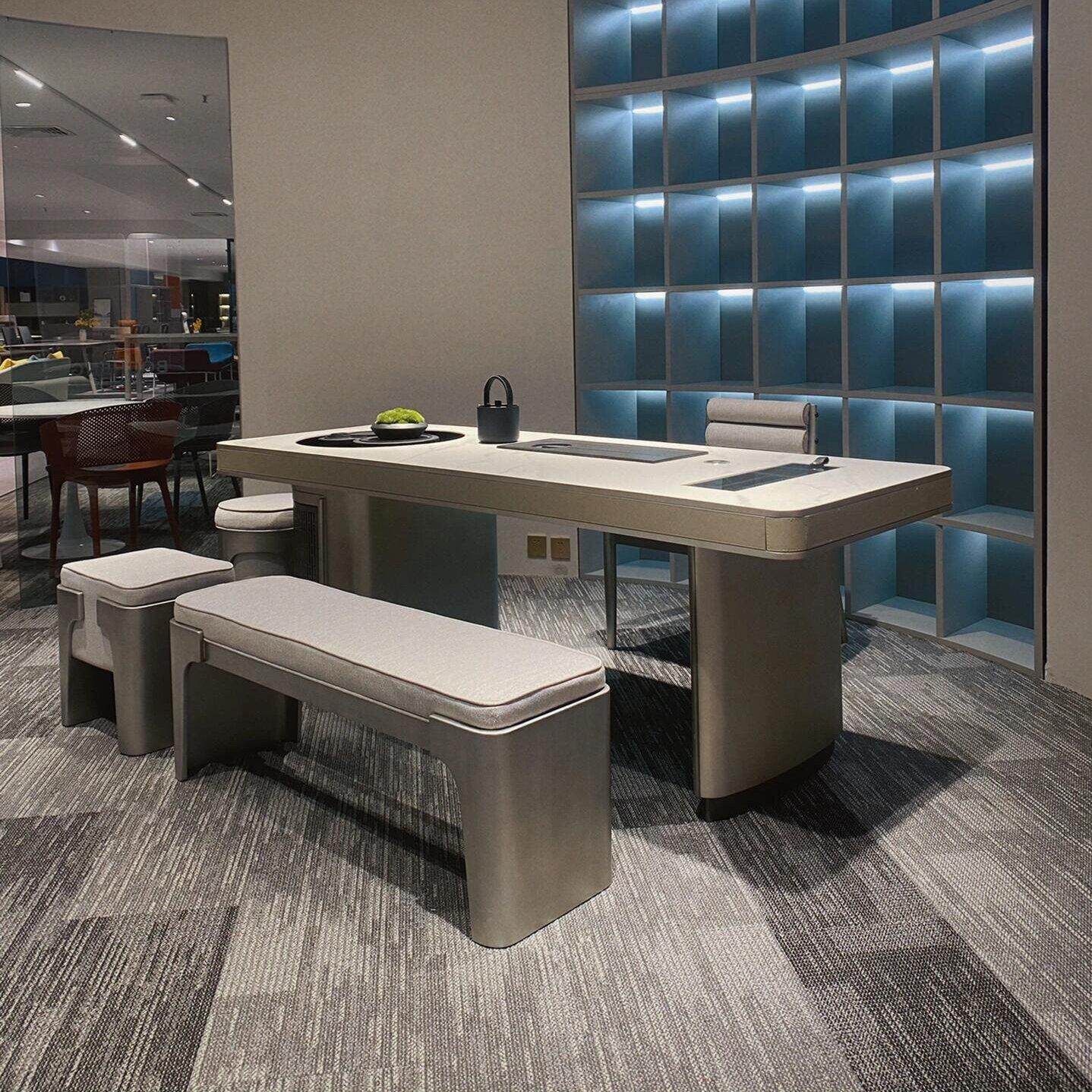 现代简约岩板茶桌椅组合新中式黑胡桃木茶台办公室商务接待泡茶桌,住宅家具,家用茶台/茶桌,淘宝优惠券,粉丝福利购,淘宝优惠卷