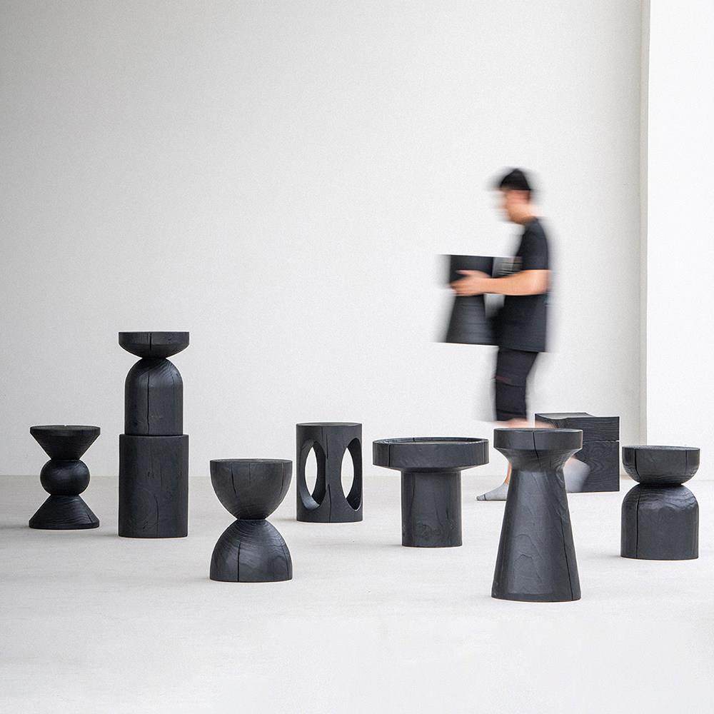 叁几 侘寂风实木墩子碳化黑色凳子民宿边几茶几摆件原木矮凳角几,住宅家具,根雕凳子,淘宝优惠券,粉丝福利购,淘宝优惠卷