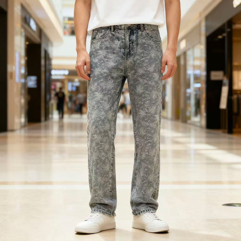BVEPMRRY2025新款潮牌提花高级感轻奢直筒宽松高街休闲牛仔长裤,男装,牛仔裤,淘宝优惠券,粉丝福利购,淘宝优惠卷