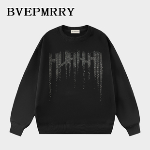 BVEPMRRY重工烫钻圆领卫衣男女百搭潮流高级感休闲时尚套头上衣