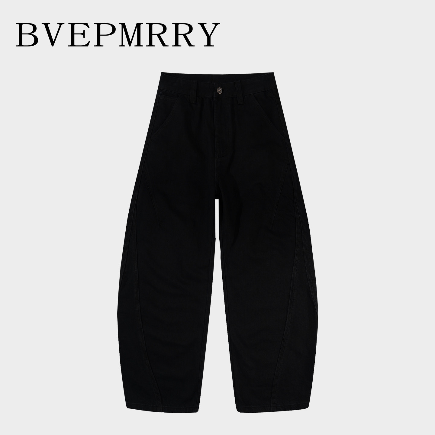 BVEPMRRY黑色弯刀宽松牛仔裤