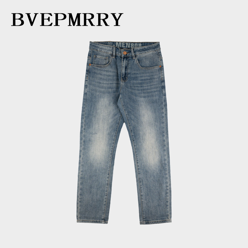 BVEPMRRY2025春季新款韩版时尚修身弹力简约水洗直筒男款牛仔裤