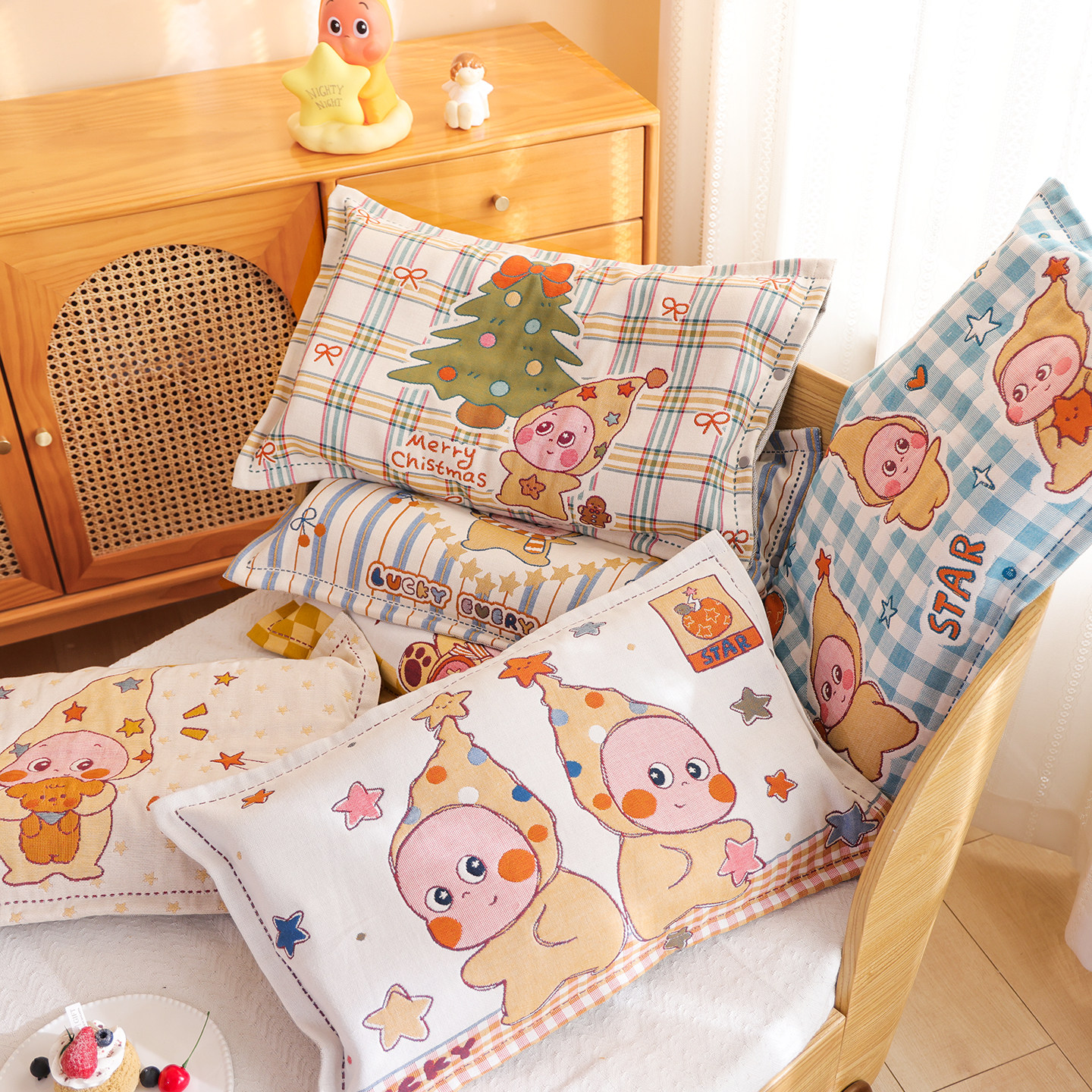 纯棉纱布卡通儿童枕套一对装全棉全包宝宝家用加厚柔软枕芯内胆套,床上用品,枕套,淘宝优惠券,粉丝福利购,淘宝优惠卷