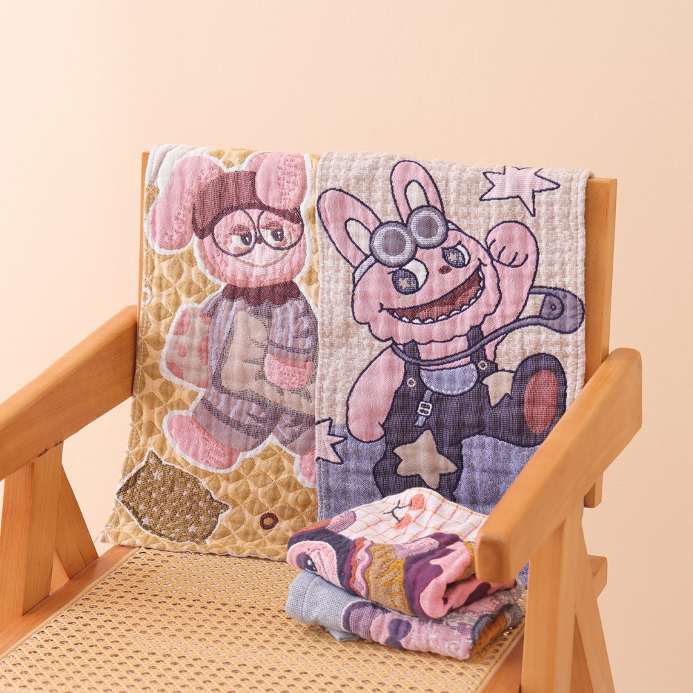 拉布兽纯棉纱布儿童柔软洗脸毛巾