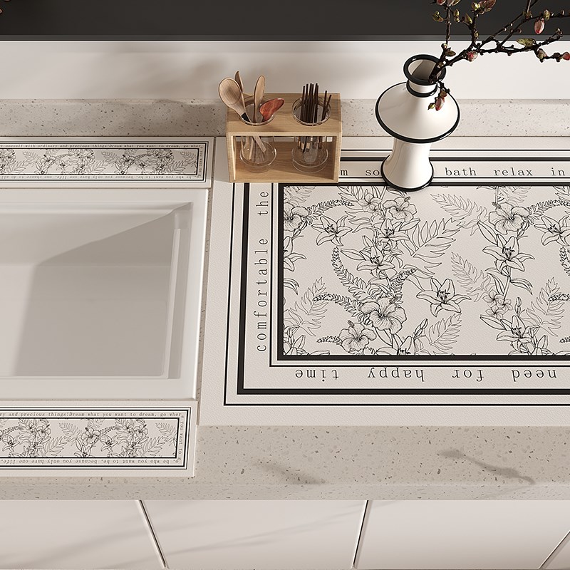 厨房挡水条硅藻泥软垫吸水垫卫生间厕所洗手台台面U垫防滑耐脏杯