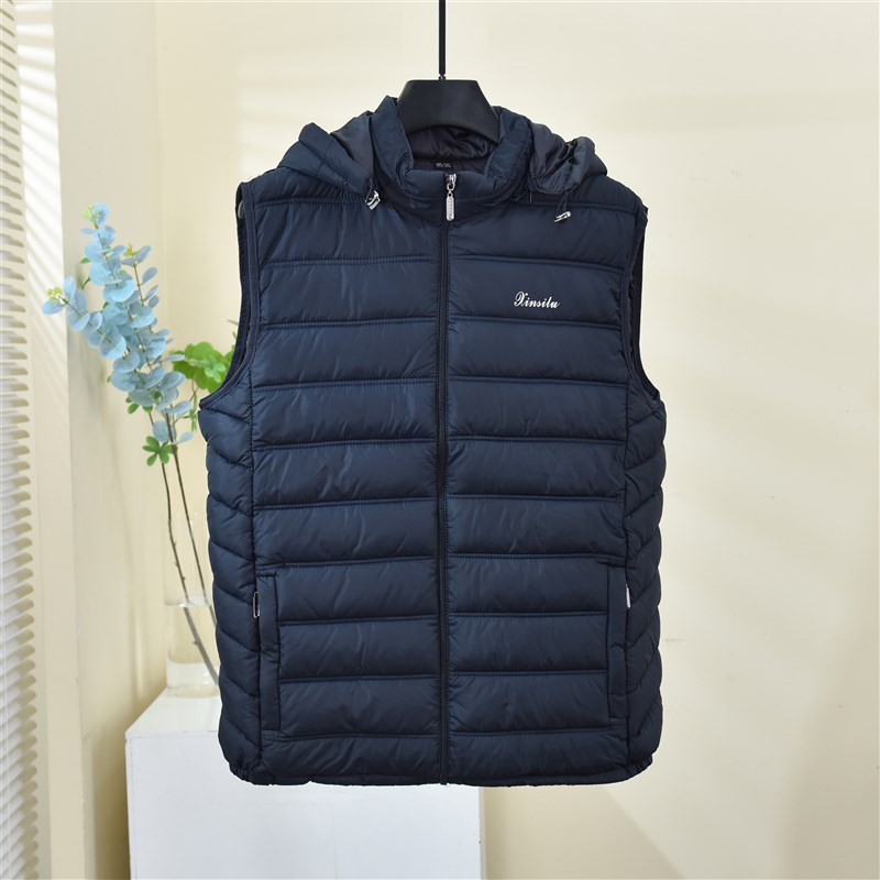 男士秋冬马夹背心羽绒棉保暖坎肩宽松加厚棉服爸爸U装外套连帽背