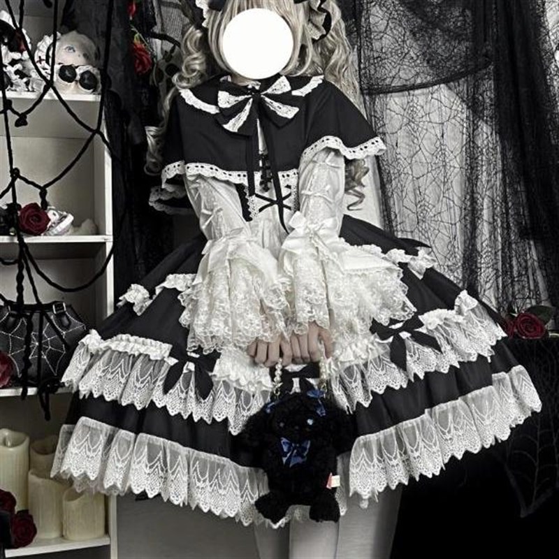 尾款  玩偶密语Lolita收腰连衣裙古早公主风显瘦SJSK优雅斗篷礼服