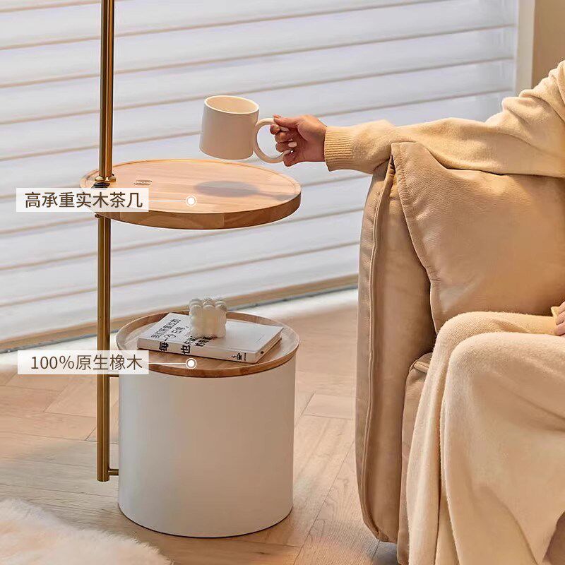 落地灯客厅奶油风轻奢茶几置物氛围灯F设计感床头卧室立式落地台